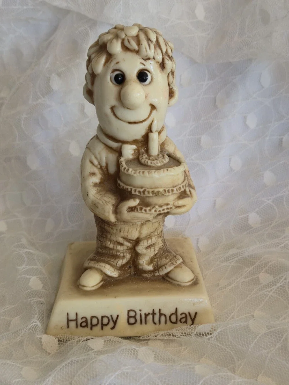 Vintage Resin Sillisculpt HAPPY BIRTHDAY #754 R & W Berries USA 1970-75
